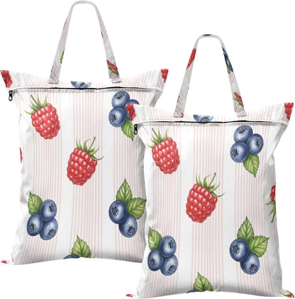 Blueberry Fruit Waterproof Travel Laundry Bag Reusable 2 Count