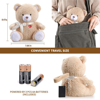 Newborns Musical Baby Sleep Soother, Mom's Heartbeat White Noise Machine, Bear Sleeping Aid with Cry Sensor|Night Light & 9 Sounds Therapy|Womb Sound Stuffed Toy for Toddler Crib|Deep Brown