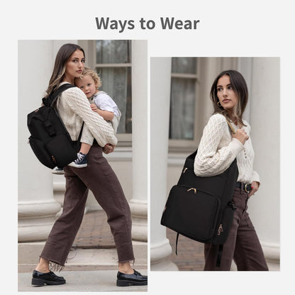 Neoprene Diaper Bag Backpack with Insulated Pockets, Large Newborn Baby Maternity Bags Travel Tote with Changing Pad