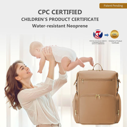 Neoprene Diaper Bag Backpack with Insulated Pockets, Large Newborn Baby Maternity Bags Travel Tote with Changing Pad