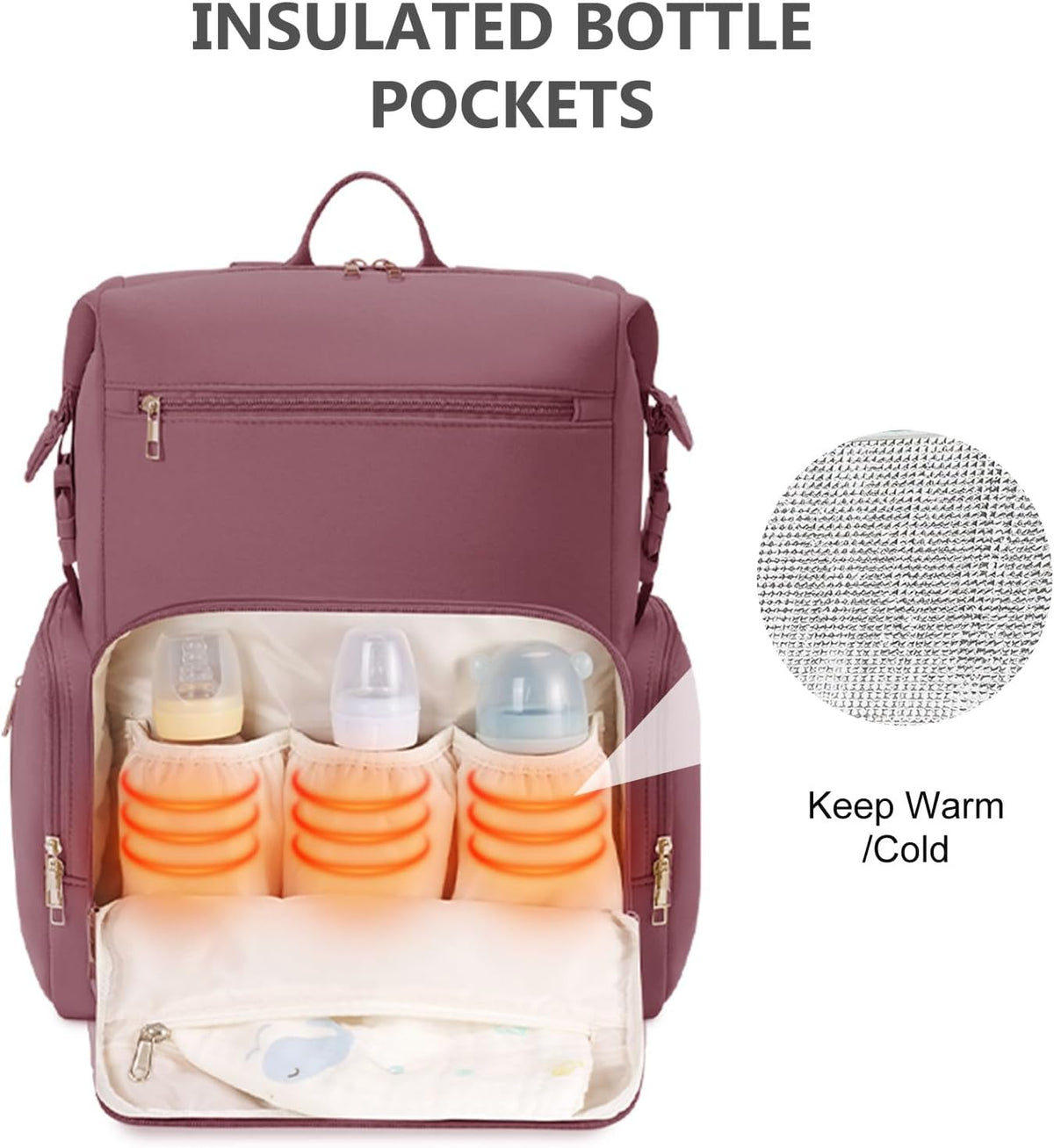 Neoprene Diaper Bag Backpack with Insulated Pockets, Large Newborn Baby Maternity Bags Travel Tote with Changing Pad