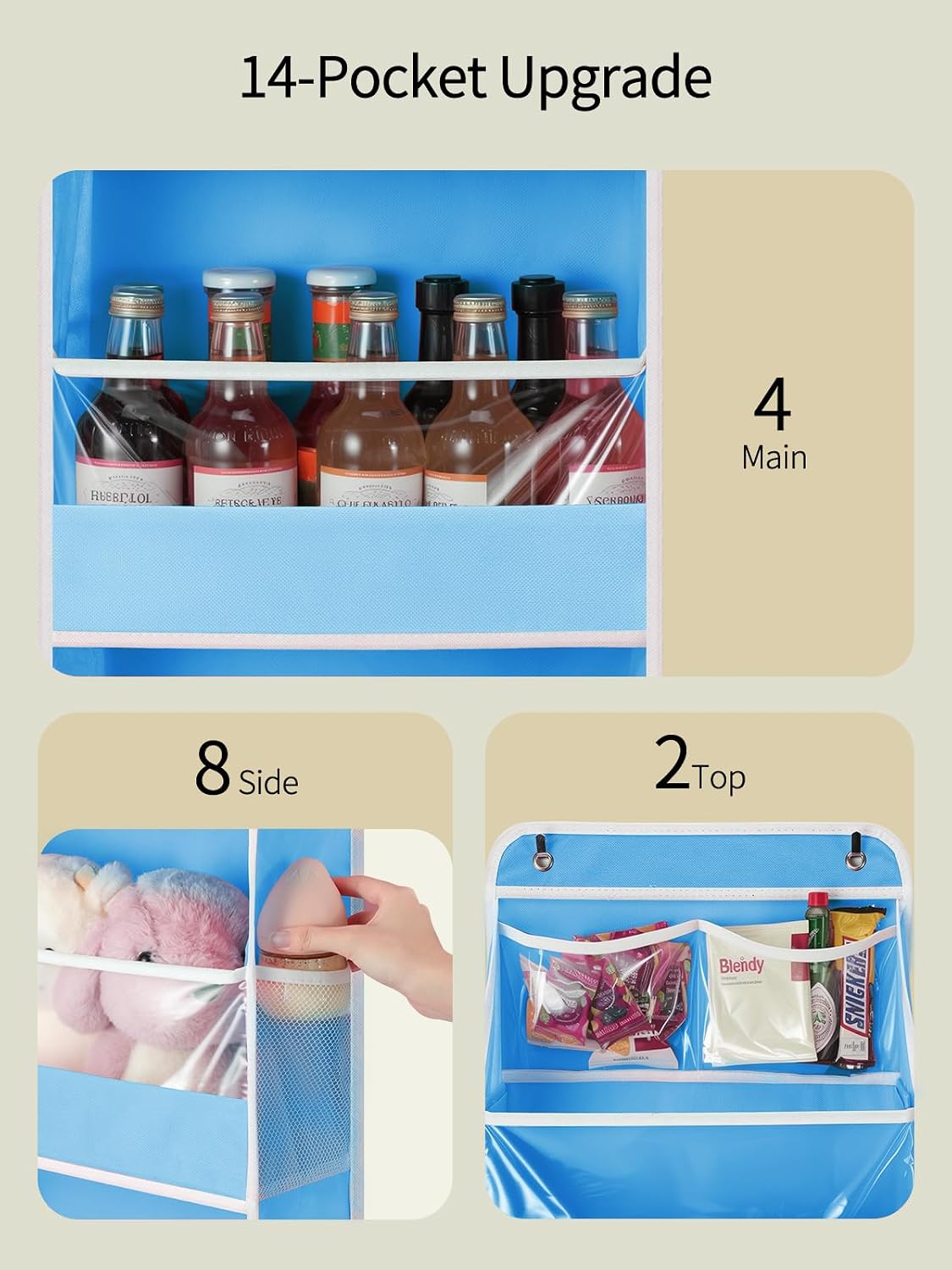 5 Tier Over the Door Organizer, Swing-proof Door Organizer Hanging with Clear PVC Windows, Behind the Door Storage for Bedroom Nursery Closet Laundry Pantry Bathroom, Pink