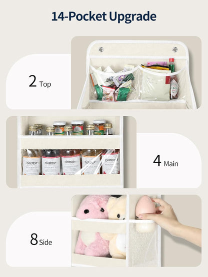5 Tier Over the Door Organizer, Swing-proof Door Organizer Hanging with Clear PVC Windows, Behind the Door Storage for Bedroom Nursery Closet Laundry Pantry Bathroom, Pink