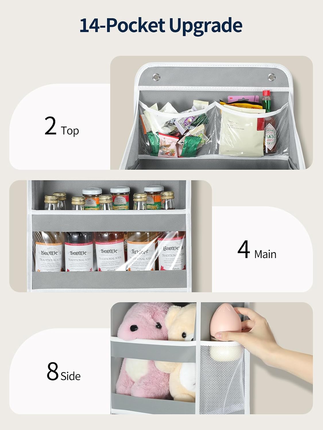 5 Tier Over the Door Organizer, Swing-proof Door Organizer Hanging with Clear PVC Windows, Behind the Door Storage for Bedroom Nursery Closet Laundry Pantry Bathroom, Pink