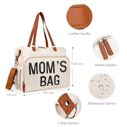 Mom‘s Diaper Bag 4 in 1 Diaper Baby Tote, Hospital Bag for Labor & Delivery, Large Waterproof Baby Travel Weekender with 3 Insulated Pockets, Khaki