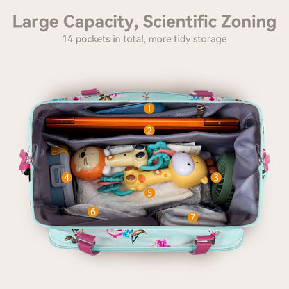 Mom‘s Diaper Bag 4 in 1 Diaper Baby Tote, Hospital Bag for Labor & Delivery, Large Waterproof Baby Travel Weekender with 3 Insulated Pockets, Khaki