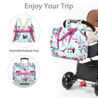 Mom‘s Diaper Bag 4 in 1 Diaper Baby Tote, Hospital Bag for Labor & Delivery, Large Waterproof Baby Travel Weekender with 3 Insulated Pockets, Khaki