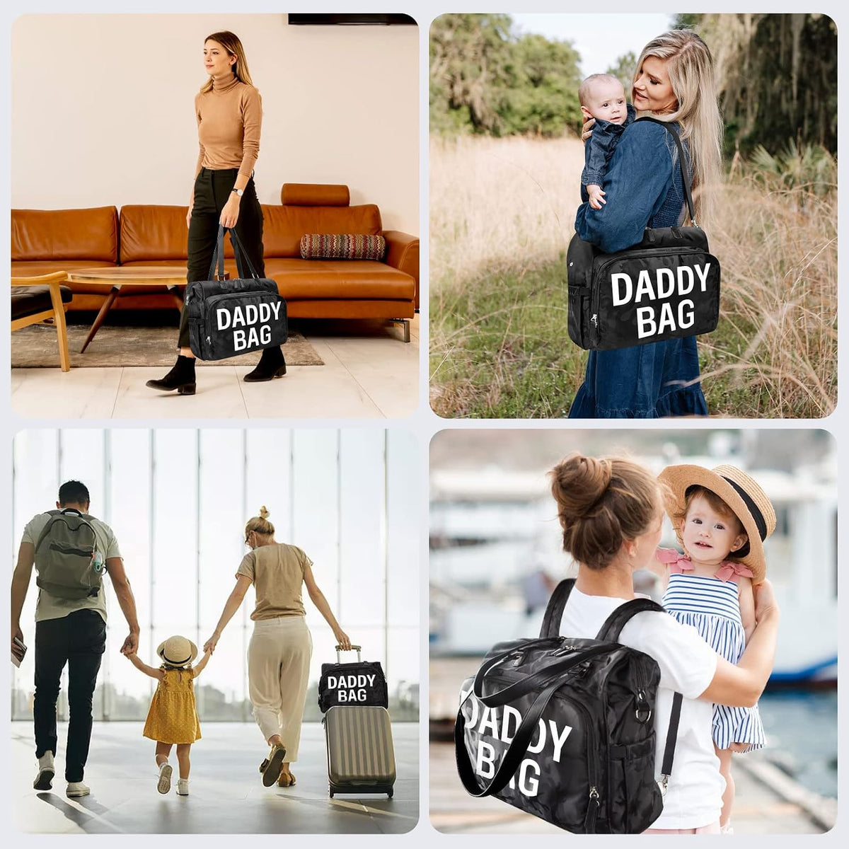 Mom‘s Diaper Bag 4 in 1 Diaper Baby Tote, Hospital Bag for Labor & Delivery, Large Waterproof Baby Travel Weekender with 3 Insulated Pockets, Khaki