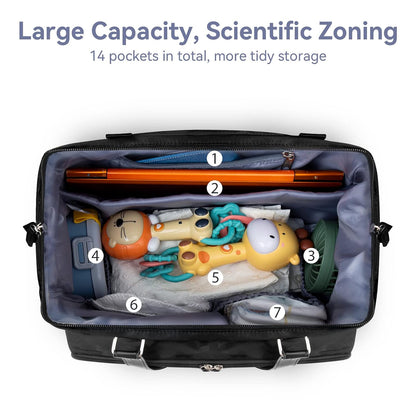 Mom‘s Diaper Bag 4 in 1 Diaper Baby Tote, Hospital Bag for Labor & Delivery, Large Waterproof Baby Travel Weekender with 3 Insulated Pockets, Khaki
