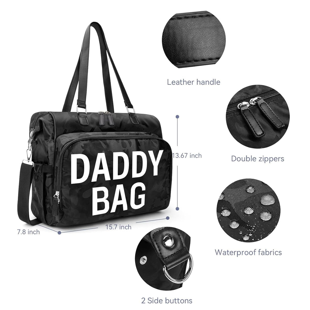 Mom‘s Diaper Bag 4 in 1 Diaper Baby Tote, Hospital Bag for Labor & Delivery, Large Waterproof Baby Travel Weekender with 3 Insulated Pockets, Khaki