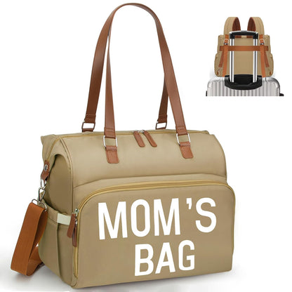 Mom‘s Diaper Bag 4 in 1 Diaper Baby Tote, Hospital Bag for Labor & Delivery, Large Waterproof Baby Travel Weekender with 3 Insulated Pockets, Khaki