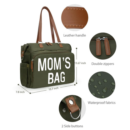 Mom‘s Diaper Bag 4 in 1 Diaper Baby Tote, Hospital Bag for Labor & Delivery, Large Waterproof Baby Travel Weekender with 3 Insulated Pockets, Khaki
