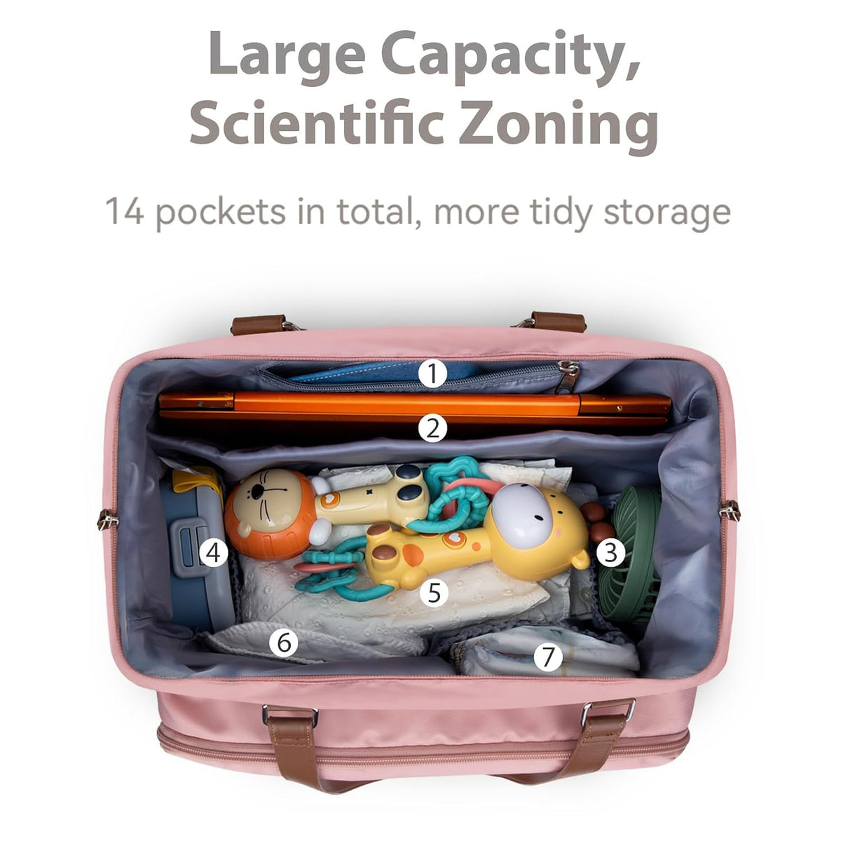 Mom‘s Diaper Bag 4 in 1 Diaper Baby Tote, Hospital Bag for Labor & Delivery, Large Waterproof Baby Travel Weekender with 3 Insulated Pockets, Khaki