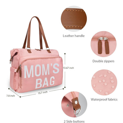Mom‘s Diaper Bag 4 in 1 Diaper Baby Tote, Hospital Bag for Labor & Delivery, Large Waterproof Baby Travel Weekender with 3 Insulated Pockets, Khaki