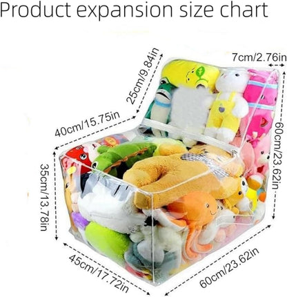 PVC Clear Stuffed Animal Bean Bag Chair Cover for Kids, ，Waterproof Creative PVC Plush Toys Storage For Home Use Organizing Rooms Plush Toys Storage Bag