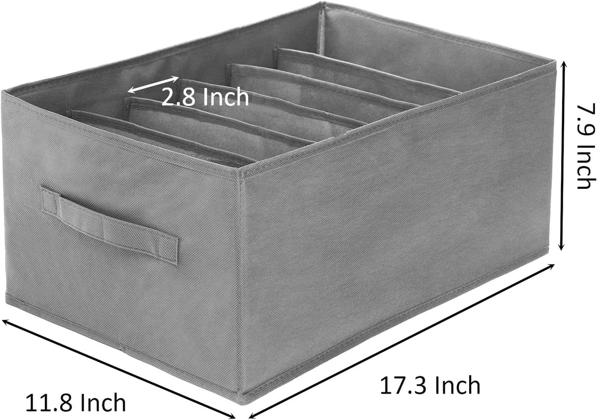 6 Pack Wardrobe Clothes Organizer, 6 Grids Large Clothes Closet Organizer and Storage, Divided Clothing Storage Boxes Bins Closet Drawer Organizer for Jeans T-shirt Pants Sweater