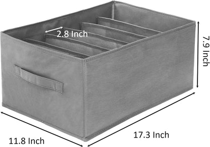 6 Pack Wardrobe Clothes Organizer, 6 Grids Large Clothes Closet Organizer and Storage, Divided Clothing Storage Boxes Bins Closet Drawer Organizer for Jeans T-shirt Pants Sweater
