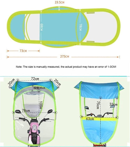 Universal Mobility Scooter Canopy, Waterproof Sun Shade & Rain Cover, Lightweight Polyester with Thermal Lining, Foldable Umbrella for All Electric Vehicles, Enhanced Comfort in Any Weather