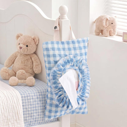 Quilted Wipe Pouch Ruffle Gingham Diaper and Wipes Pouch