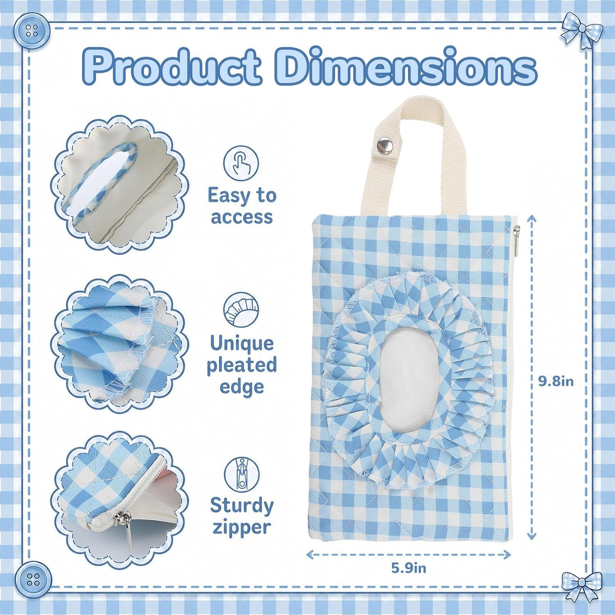 Quilted Wipe Pouch Ruffle Gingham Diaper and Wipes Pouch
