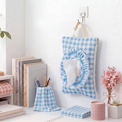 Quilted Wipe Pouch Ruffle Gingham Diaper and Wipes Pouch