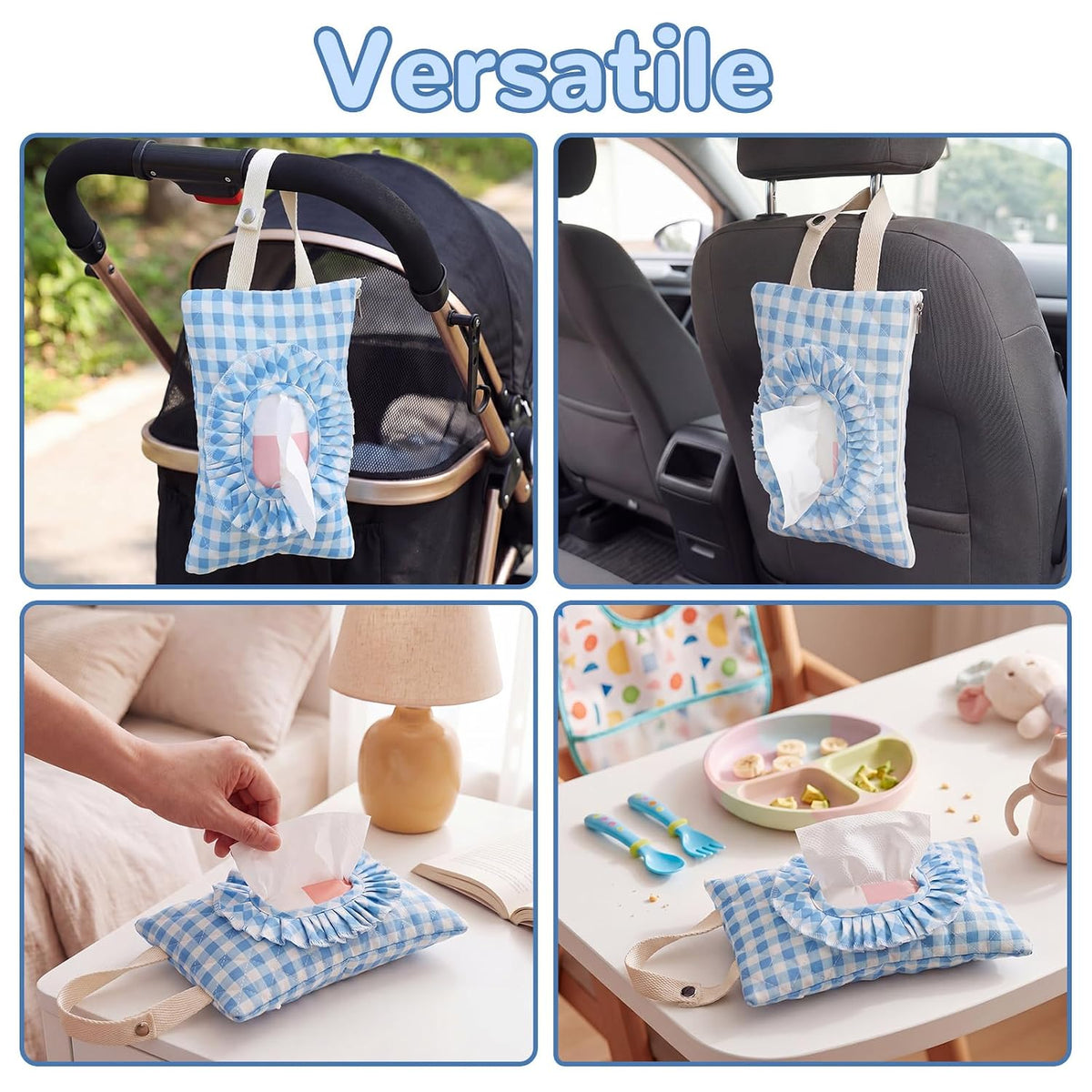 Quilted Wipe Pouch Ruffle Gingham Diaper and Wipes Pouch
