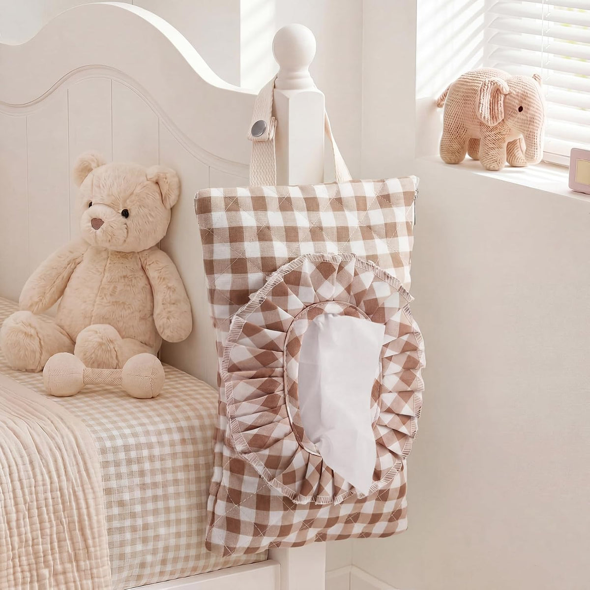 Quilted Wipe Pouch Ruffle Gingham Diaper and Wipes Pouch