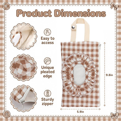 Quilted Wipe Pouch Ruffle Gingham Diaper and Wipes Pouch