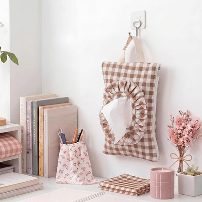 Quilted Wipe Pouch Ruffle Gingham Diaper and Wipes Pouch