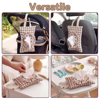 Quilted Wipe Pouch Ruffle Gingham Diaper and Wipes Pouch