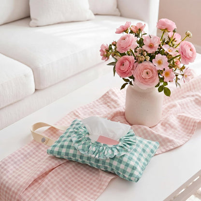 Quilted Wipe Pouch Ruffle Gingham Diaper and Wipes Pouch
