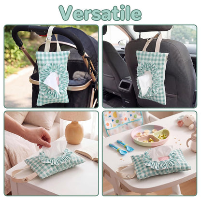 Quilted Wipe Pouch Ruffle Gingham Diaper and Wipes Pouch
