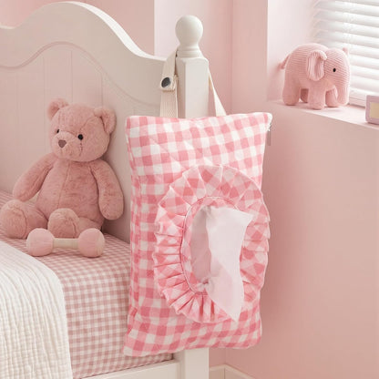 Quilted Wipe Pouch Ruffle Gingham Diaper and Wipes Pouch