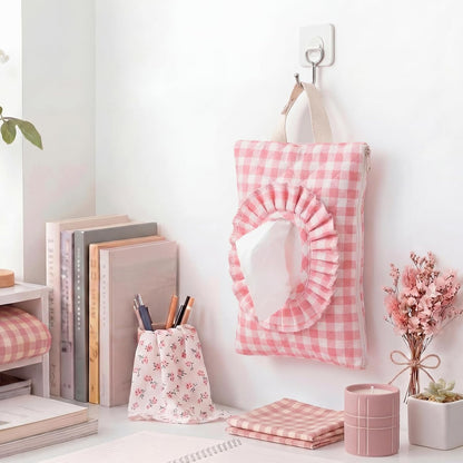 Quilted Wipe Pouch Ruffle Gingham Diaper and Wipes Pouch
