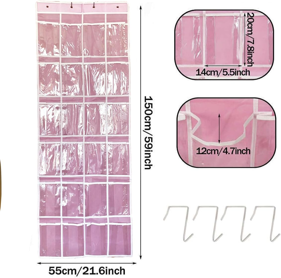 Hanging Over Door dolls Storage Organizer with 24 Clear View Pockets, Compatible with Lol Omg Barbie Dolls Surprise Doll clothes bow hair accessories organizer
