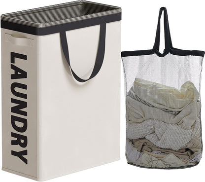 45L Slim Laundry Hamper with Removable Inner Bag & Side Handles, Black