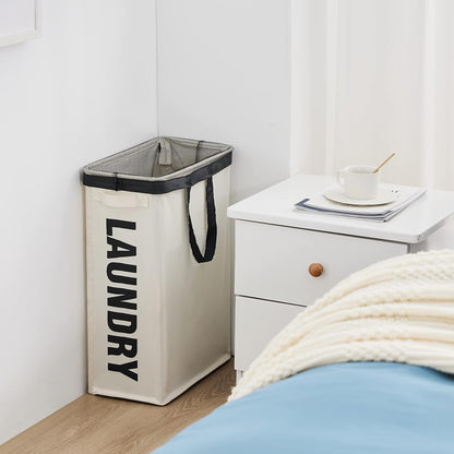 45L Slim Laundry Hamper with Removable Inner Bag & Side Handles, Black