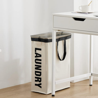 45L Slim Laundry Hamper with Removable Inner Bag & Side Handles, Black