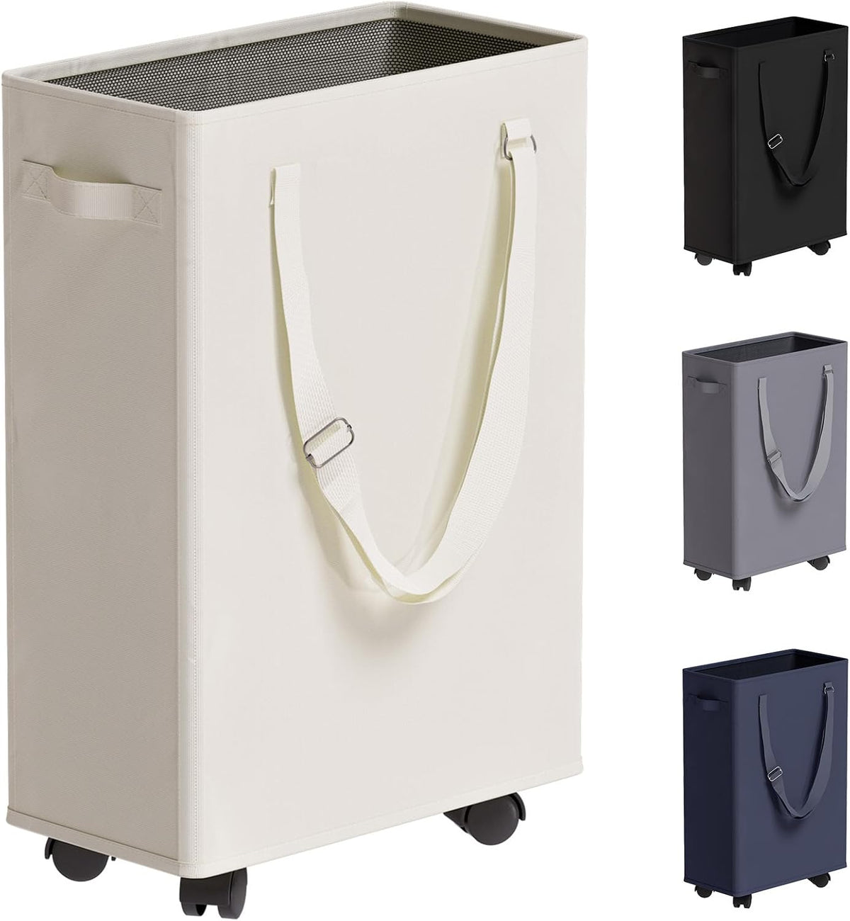 45L Slim Laundry Hamper with Removable Inner Bag & Side Handles, Black