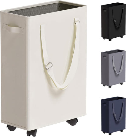 45L Slim Laundry Hamper with Removable Inner Bag & Side Handles, Black