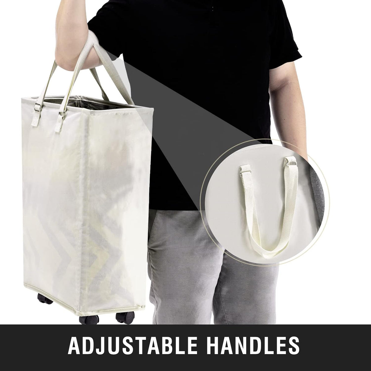 45L Slim Laundry Hamper with Removable Inner Bag & Side Handles, Black