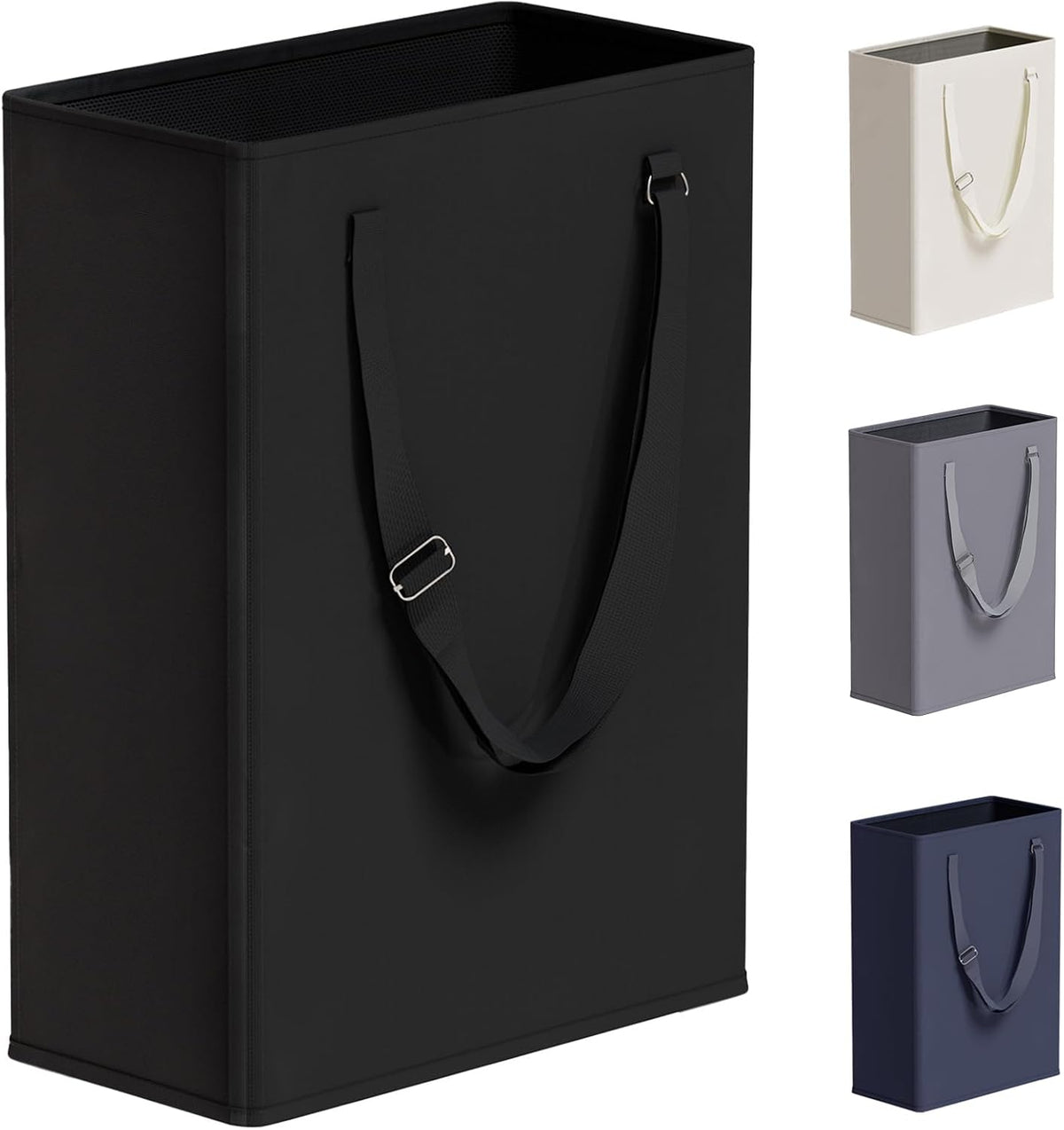 45L Slim Laundry Hamper with Removable Inner Bag & Side Handles, Black
