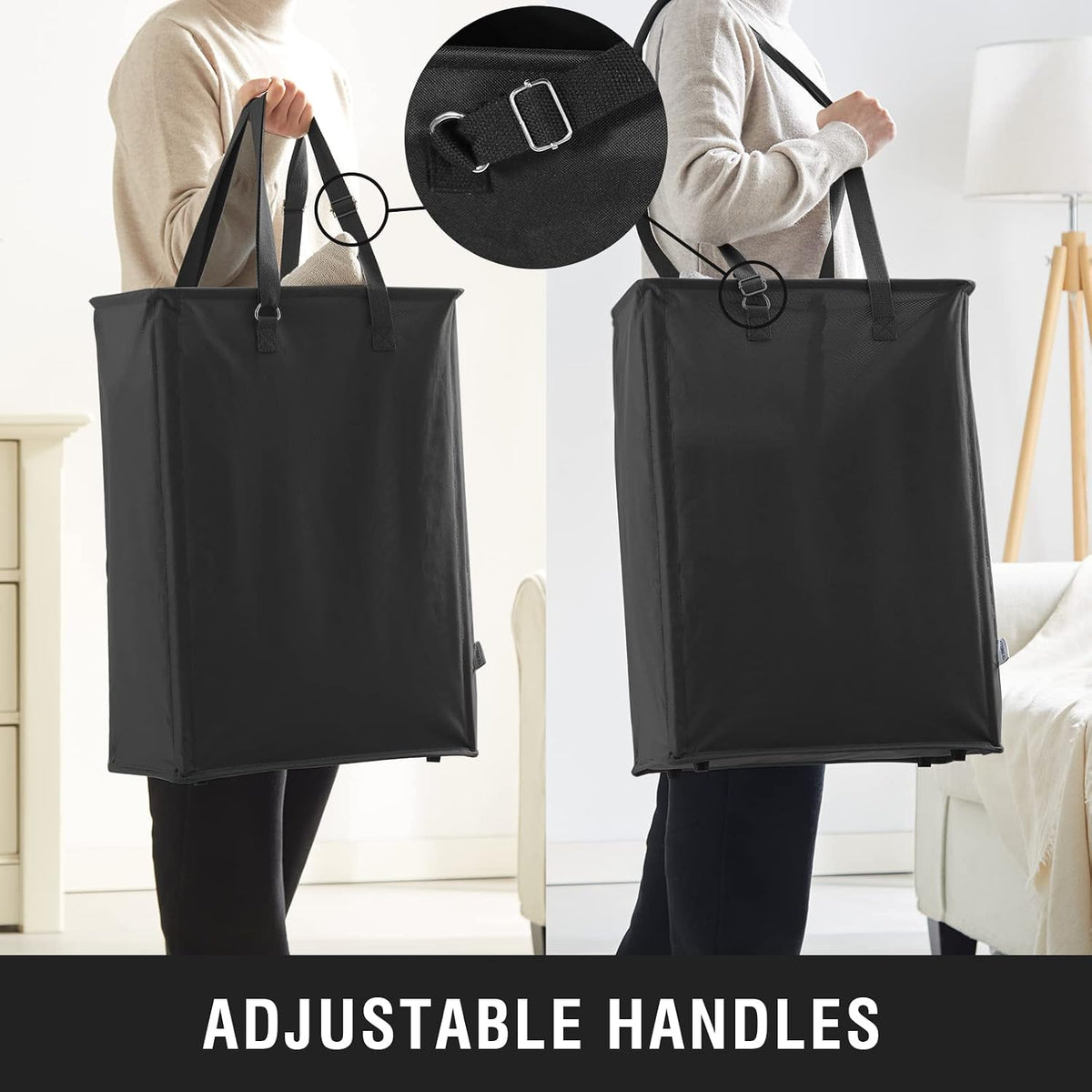 45L Slim Laundry Hamper with Removable Inner Bag & Side Handles, Black
