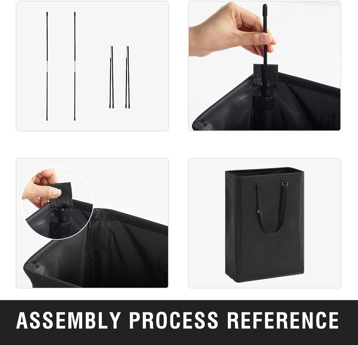 45L Slim Laundry Hamper with Removable Inner Bag & Side Handles, Black