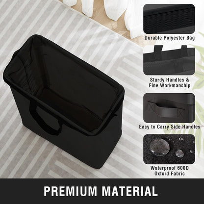 45L Slim Laundry Hamper with Removable Inner Bag & Side Handles, Black