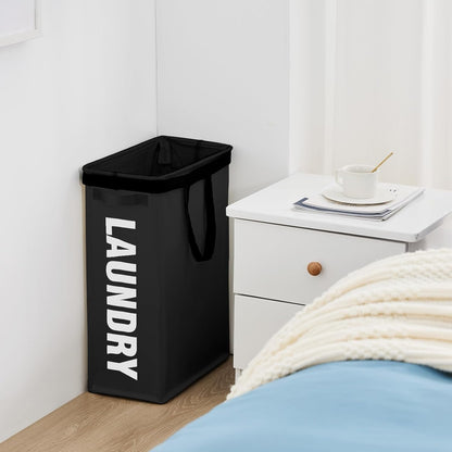 45L Slim Laundry Hamper with Removable Inner Bag & Side Handles, Black