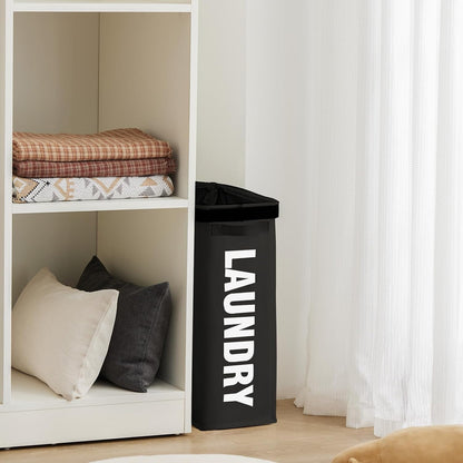 45L Slim Laundry Hamper with Removable Inner Bag & Side Handles, Black
