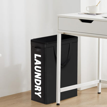 45L Slim Laundry Hamper with Removable Inner Bag & Side Handles, Black