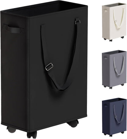 45L Slim Laundry Hamper with Removable Inner Bag & Side Handles, Black