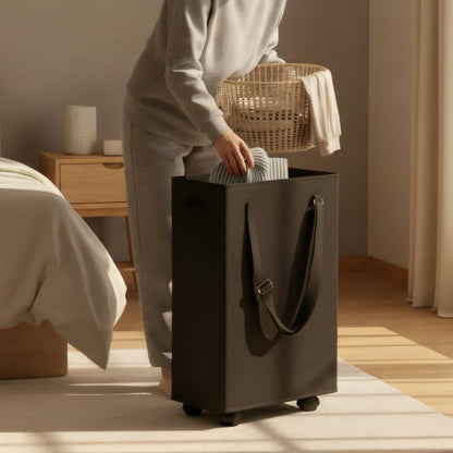 45L Slim Laundry Hamper with Removable Inner Bag & Side Handles, Black